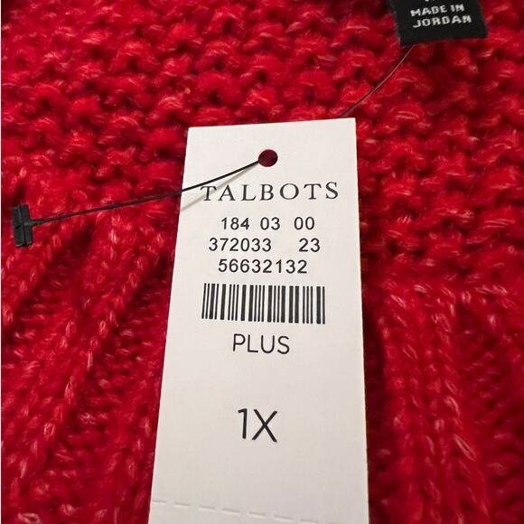 NEW Talbots Women's Balloon Sleeve Cable Knit Sweater in Red Pop Size 1X - Picture 7 of 7